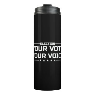 Ihre Stimme Ihr weißer Schriftart Thermosbecher