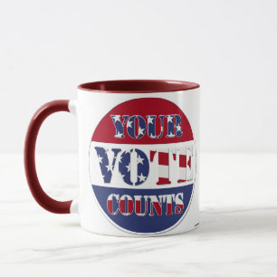 IHRE STIMME ZÄHLT! Runde mit US-Flagge Tasse