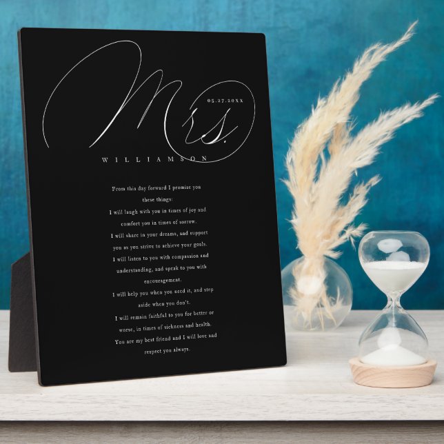Ihre Stimmen Elegant Mrs. Newlyweds Wedding Vows B Fotoplatte (Seite)