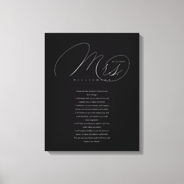 Ihre Stimmen Elegant Mrs. Newlyweds Wedding Vows B Leinwanddruck (Vorderseite)
