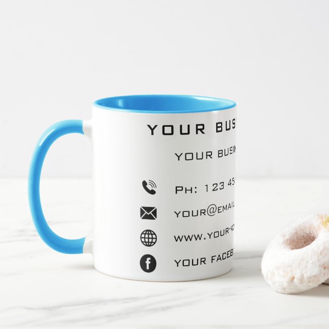 Ihre Tasse Name Website Unternehmen Werbung (Mit Donut)