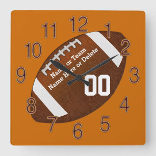 Ihre Teamfarben, NAME, NUMMER-Fußball-Uhr Quadratische Wanduhr