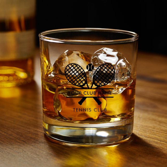 Ihre Tennis Club Mitglieder Swag Custom Whiskyglas (Lawn Tennis Country Club Name Custom Whiskey Glass Swag)