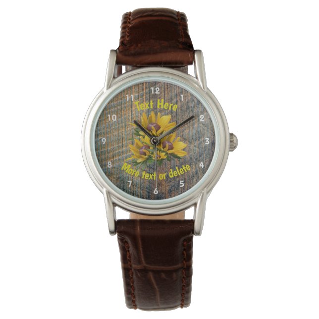 Ihre Text Daisy Blume Personalisiert Armbanduhr (Vorderseite)