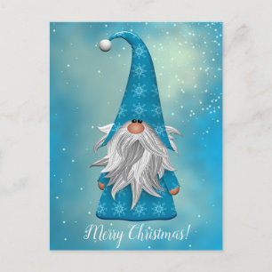 Ihre Text/Farbe Niedlich Blue Gnome Holiday Snowfl Postkarte