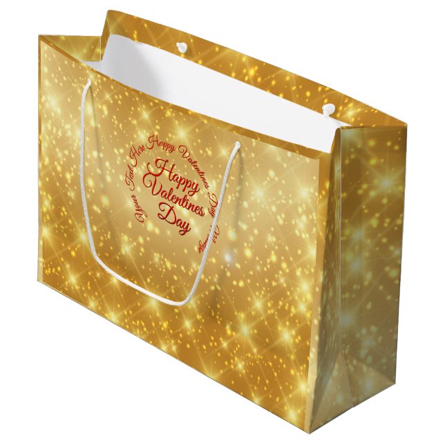 Ihre TEXT Gold Valentinstag-Meldung Große Geschenktüte (Vorderseite Schrägansicht)