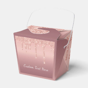 Ihre Text-Rose Gold Blush Glitzer Gefälligkeitsbox Geschenkschachtel