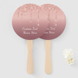 Ihre Text-Rose Gold Blush Glitzer Handlüfter Fächer