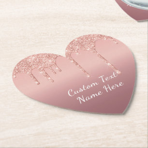 Ihre Text-Rose Gold-Blush-Glitzer Sparkeln-Tropfen Untersetzer
