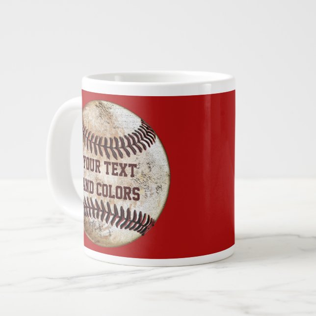 Ihre Texte und Farben Coole Baseball-Tasse Jumbo-Tasse (Vorderseite Links)