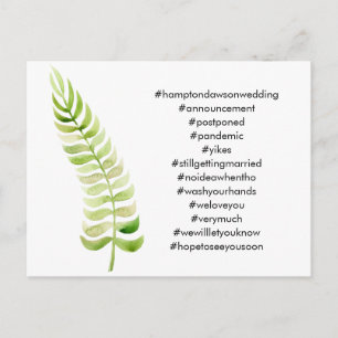 Ihre Top 12 Hashtags Green Fern Hochzeit verschobe Postkarte
