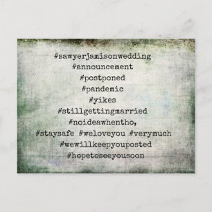 Ihre Top 12 Hashtags Grunge Vertagte Hochzeit Postkarte