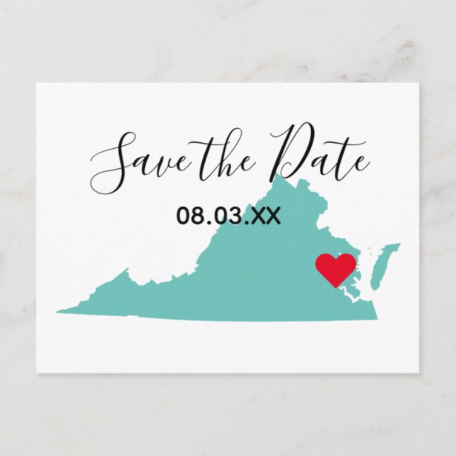 Ihre Virginia-Karte Save the Date gestalten Ankündigungspostkarte (Vorderseite)
