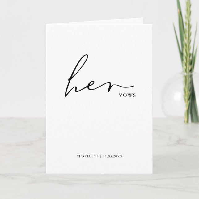 Ihre Vows Card Minimalistische Drehbuchstimmen Karte (Vorderseite)