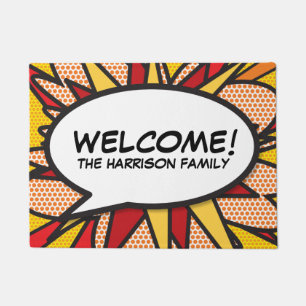 Ihre Willkommensnachricht Sprechblase Spaß Retro Fußmatte