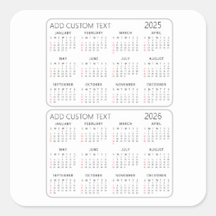 Ihren eigenen benutzerdefinierten Text 2025-2026 K Quadratischer Aufkleber