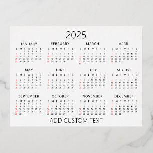 Ihren eigenen benutzerdefinierten Text 2025-Kalend Folien Feiertagspostkarte