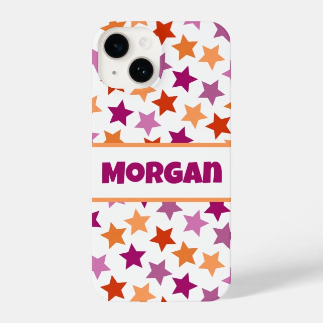 IHRER NAME Lesbischer Stolz Flaggen Rosa Rotes Ora iPhone 14 Hülle (Rückseite)