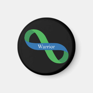 IIH Warrior   Green and Blue Infinity Ribbon Magnet