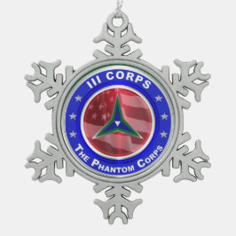 III Corps Halten Weihnachten fest Schneeflocken Zinn-Ornament
