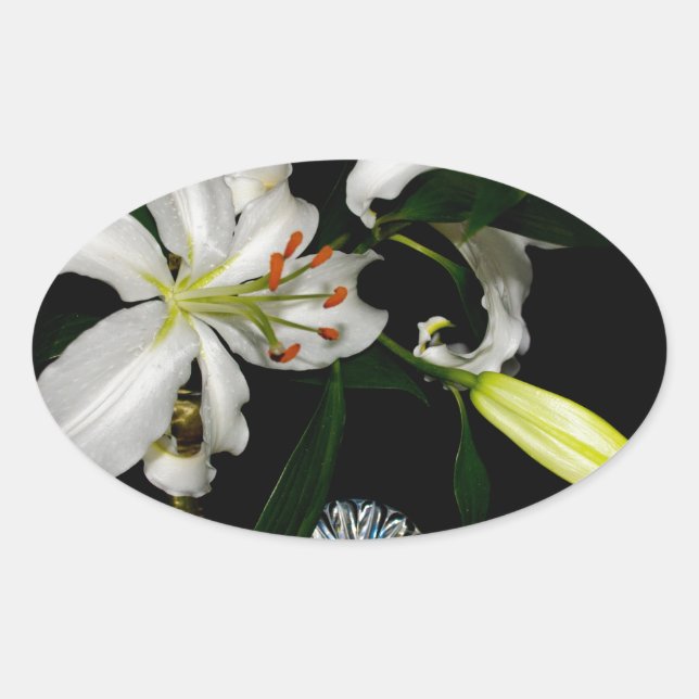 Iirsh Design - Sammlung von Messing und Blume Ovaler Aufkleber (Vorderseite)