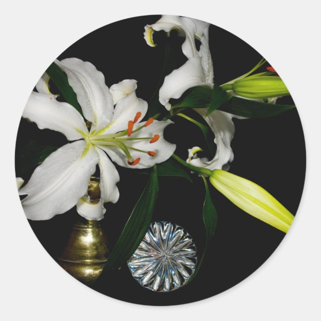 Iirsh Design - Sammlung von Messing und Blume Runder Aufkleber (Vorderseite)
