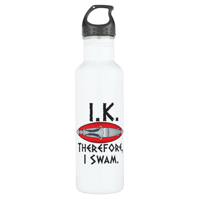 IK deshalb schwamm ich lustigen Kajak Edelstahlflasche (Vorderseite)