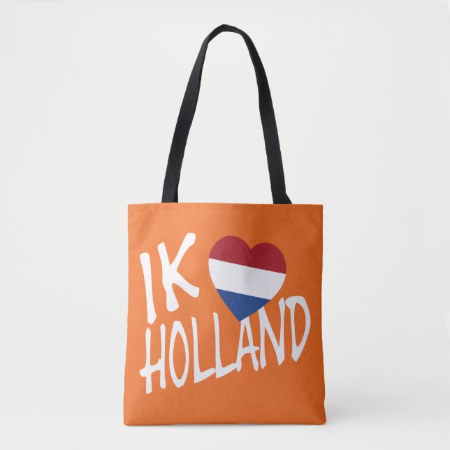 Ik Heartflagge Holland, auf oder fest Tasche (Vorderseite)
