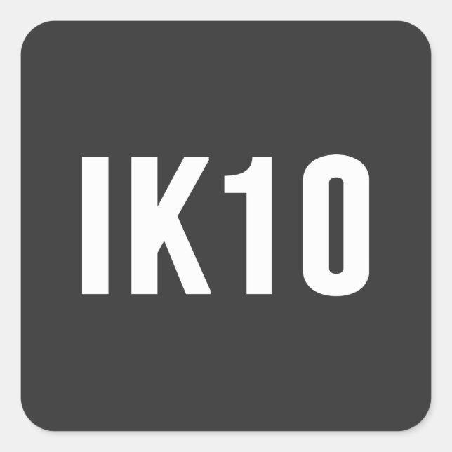 IK, Impact Protection, IK Rating, IK10 Quadratischer Aufkleber (Vorderseite)