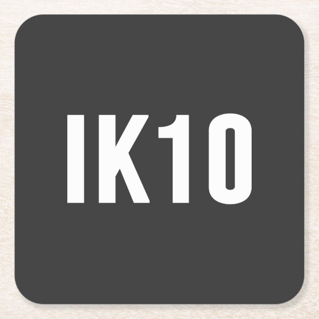 IK, Impact Protection, IK Rating, IK10 Rechteckiger Pappuntersetzer (Vorderseite)