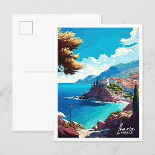 Ikaria Griechenland Vintage Illustration Postkarte