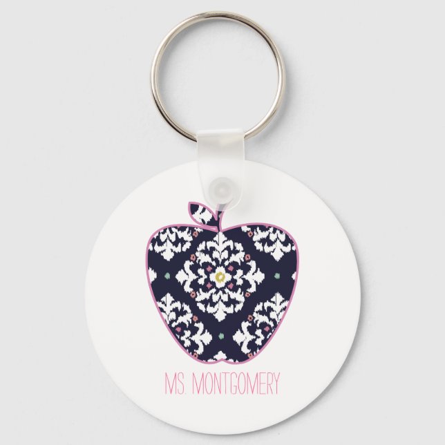 Ikat Apple Teacher Schlüsselanhänger (Vorderseite)