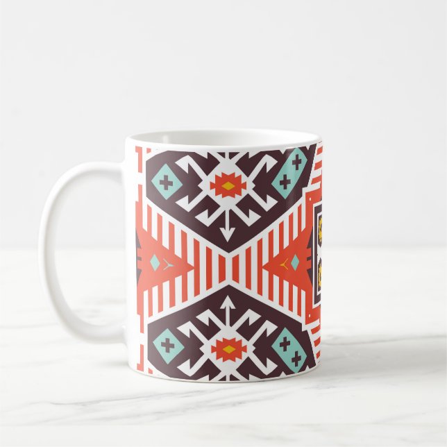 Ikat Aztec: Ethnisch gestreifte Textur Kaffeetasse (Links)