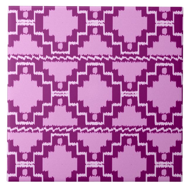 Ikat Aztec Muster - Amethyst Lila und Violet Fliese (Vorderseite)