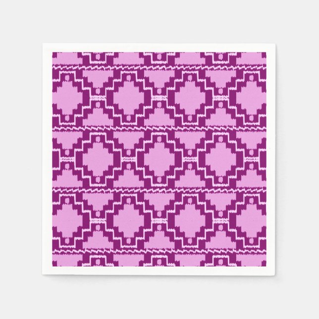 Ikat Aztec Muster - Amethyst Lila und Violet Serviette (Vorderseite)