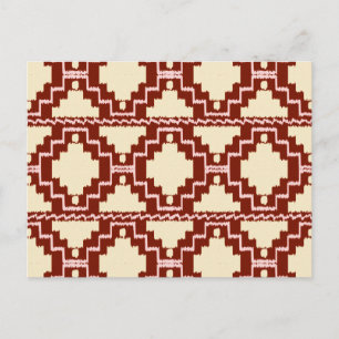 Ikat Aztec-Muster - Beige, Burgund und Rosa Postkarte