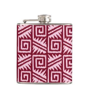 Ikat Aztec Muster - Burgund und Rosa Flachmann