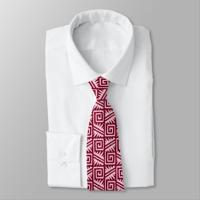 Ikat Aztec Muster - Burgund und Rosa Krawatte (Gebunden)