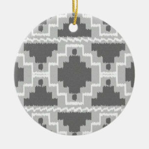 Ikat Aztec-Muster - Dunkel und Hellgrau Keramikornament