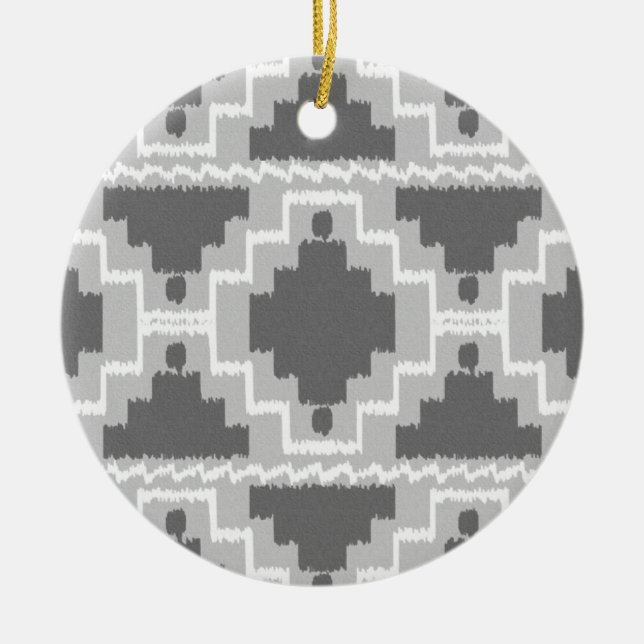Ikat Aztec Muster - Dunkel und leicht grau / grau Keramikornament (Vorne)