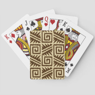 Ikat Aztec Muster - Dunkelbraun und Tan Spielkarten