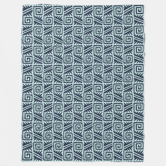 Ikat Aztec-Muster - Indizes und Lichtblau Fleecedecke (Vorderseite)