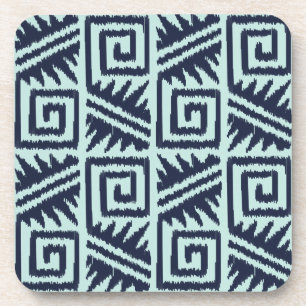 Ikat Aztec-Muster - Indizes und Lichtblau Getränkeuntersetzer