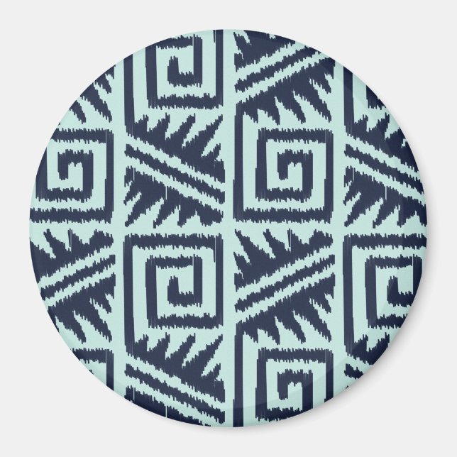 Ikat Aztec-Muster - Indizes und Lichtblau Magnet (Vorne)