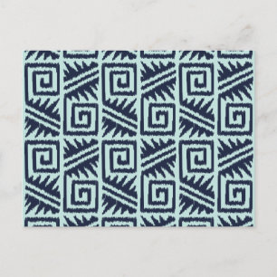 Ikat Aztec-Muster - Indizes und Lichtblau Postkarte