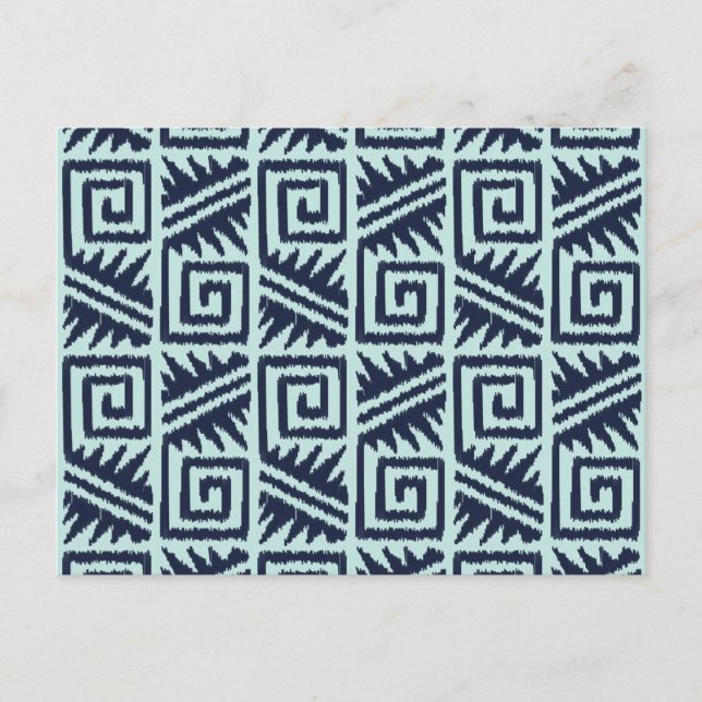 Ikat Aztec-Muster - Indizes und Lichtblau Postkarte (Vorderseite)