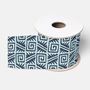 Ikat Aztec-Muster - Indizes und Lichtblau Ripsband