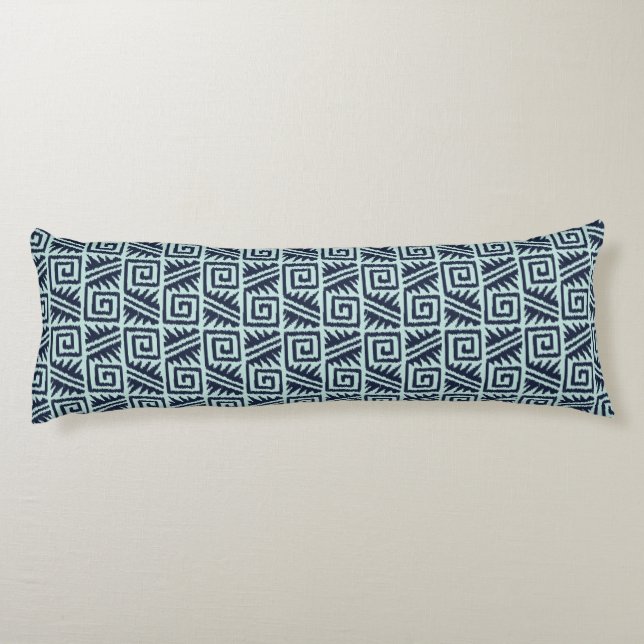 Ikat Aztec-Muster - Indizes und Lichtblau Seitenschläferkissen (Rückseite)