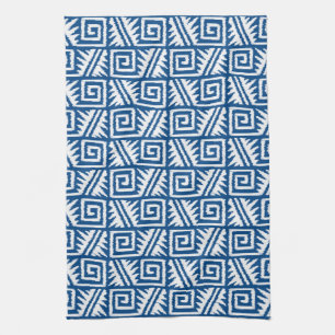 Ikat Aztec Muster - Kobalt Blau und Weiß Küchentuch