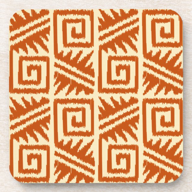 Ikat Aztec Muster - Mandarin und Light Orange Getränkeuntersetzer (Vorderseite)